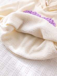 Cozy Pixies Baby Girl 3D Heart Hooded Long Sleeve Pullover Sweatshirt, Casual & Versatile, Soft Knit - Purple - View 6