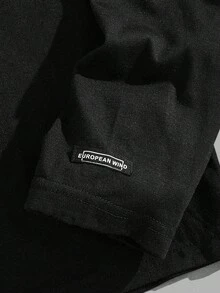 Manfinity VCAY Men's Solid Color Minimalist Casual Crew Neck Long Sleeve Knit T-Shirt, Couple Things - Black and White - View 8