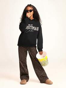 SUMWON Hanorac de Crăciun cu imprimeu festiv și mânecă lungă pentru fete preadolescente, ținută casual de iarnă