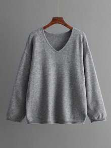 INAWLY 2 件套女士休闲针织毛衣和裤子套装，秋冬 - 灰色 - 查看 4