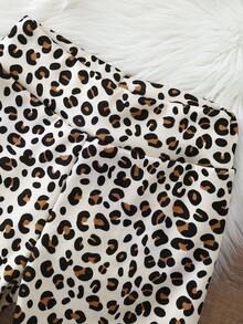 1pc Teen Girl Leopard Print Thermal Lined Full Length Leggings, Fashionable For Autumn/Winter
