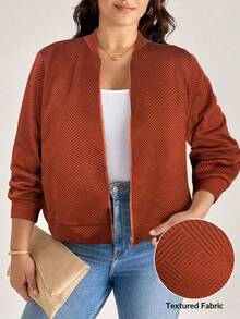 Comfylo Fashionable Casual Khaki Knit Jacquard Jacket, Suitable For Commuting/Winter - Brown - View 1