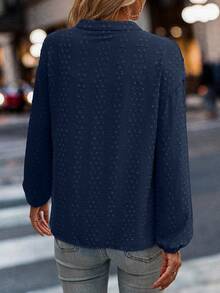 EMERY ROSE Women Button Front Long Sleeve Patchwork Blouse, Casual Everyday Wear Women Shirt