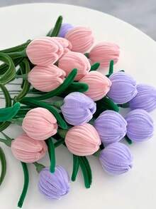 100/200/300/500根装 柔软粉色毛根清洁条 工艺用品，多色雪尼尔绒条，加密雪尼尔绒条，柔软扭扭棒，毛根清洁条，适用于艺术和手工项目创意DIY装饰 - 淺粉色 - 查看 4