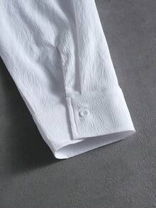 PAVTROS Áo sơ mi cổ polo họa tiết chữ thường ngày cho nam, mùa thu - trắng - Xem 10