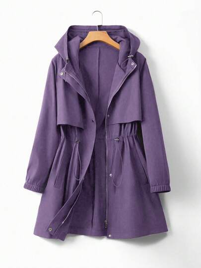 EMERY ROSE Chaqueta cortavientos con capucha y cintura ceñida para mujer de talla grande, estilo coreano casual y elegante, de corte holgado y de alta gama para el verano