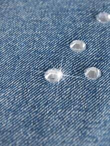 Manfinity Denimwave Quần jean ống rộng dáng rộng đính đá pha lê xanh cổ điển dành cho nam - Rửa nhẹ - Xem 11