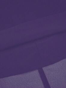 Sweetra 印花拼接抹胸系带喇叭袖大码连衣裙 - 淡紫色 - 查看 4