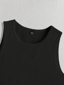 EASEVO 3 件套大码男士休闲纯色宽松背心，适合日常穿着，夏季 - 黑色 - 查看 3