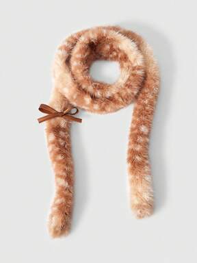 Fairycore 1pc Brown YK Millennium Babe Cute Adorable Deer Textured Fashion Minimalist French Bow Knot Ladies Plush Scarf, Suitable For School, Shopping, Dating, Travel, Christmas Warm Accessory