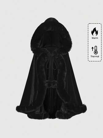 Gothic Christmas Party Fringed Velvet Cape