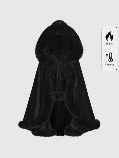 Goth Gothic Christmas Party Fringed Velvet Cape