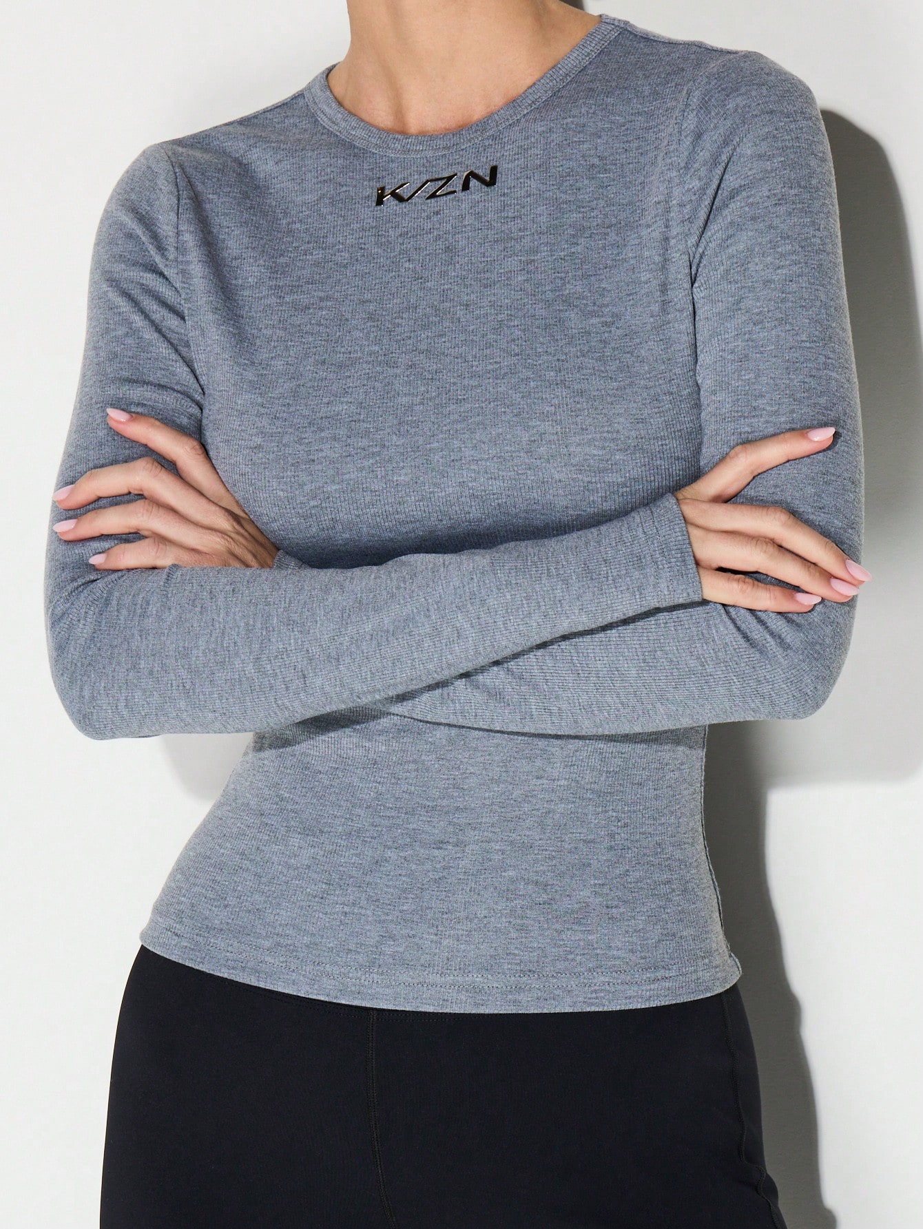 KIZN Maglia a coste a maniche lunghe