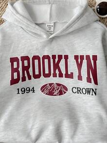 Leap Crew 2件套男童可爱灰色字母印花长袖卫衣和裤子套装，秋冬季 - 淺灰色 - 查看 6