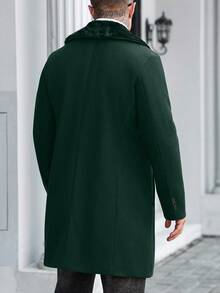 Manfinity Homme Áo khoác dài tay màu trơn có túi và nút phía trước dành cho nam, Áo khoác dài mùa thu dành cho nam Áo khoác xanh lá cây dành cho nam Áo khoác xanh lá cây dành cho nam Áo khoác dài màu xanh lá cây dành cho nam, Dành cho mùa đông - Màu xanh lá cây đậm - Xem 2