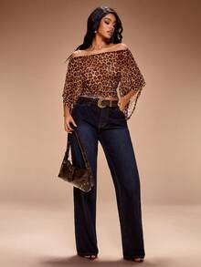 Radiana Áo nữ phong cách Y2K, áo trễ vai họa tiết da báo cổ điển gợi cảm, áo phông họa tiết da báo thắt eo phong cách đường phố, chất liệu lưới bán trong suốt mềm mại, thích hợp cho các buổi đi chơi hàng ngày, mua sắm, tụ tập, lễ hội âm nhạc, tiệc tùng, lễ kỷ niệm, hộp đêm, tiệc tùng - Nhiều màu - Xem 4