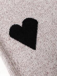 Sparklyn Teen GirlNew Autumn/Winter Slim Fit, Sweet Korean Style, Stylish Heart Design High Neck Knit Dress, Suitable For Home, Outing, Party, Back To School Heart Pattern Dress Sweater Dress Long Sleeve Dresses Turtleneck Dress Winter Dresses For Teens Teens Jumpers Dress - Grey - View 6