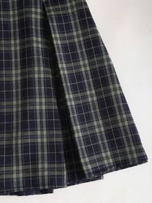 Sweetra 优雅格纹印花修身无袖迷你连衣裙 - 墨綠色 - 查看 6