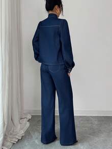 Elenzga Elegant & Casual Women Denim Set - Blue - View 2