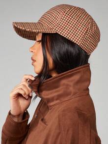 MISSGUIDED Women Houndstooth Baseball Cap Curved Brim Casual Adjustable Hat Fall Winter Accessory Streetwear Fashion - Multicolor - View 3