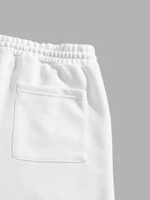 Manfinity VCAY 2pcs Men's Knitted Shorts With Letter & Heart Print - Black - View 6