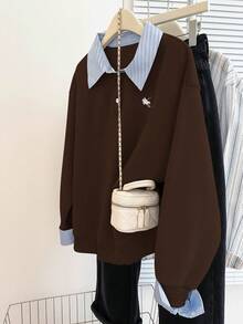 Resyla Autumn/Winter New Casual College Style Women Sweatshirt - Coffee Brown - View 3