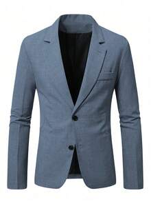 Manfinity Mode Men Space Dye Pocket Single Breasted Blazer Casual Suits For Men Blue Blazer Men Light Blue Suit Men Mens Casual Suits Slim Fit Mens Classy Clothes