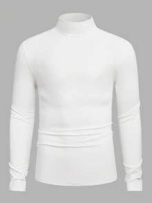 Manfinity VCAY 2pcs Men's Casual Solid Color Stand Collar Long Sleeve T-Shirt - Multicolor - View 10