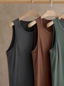 HIMLAND 3pcs Pack Men's Fashion Knitted Casual Summer Simple Tank Top