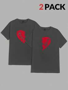 Manfinity VCAY 男士針織短袖t恤帶字母印花(2件裝)