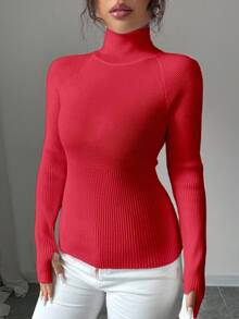 Chiquease Y2K Elegant Outdoor Knit Pullover Sweater, Suitable For Commuting, Holiday, And Daily Wear - Red - View 4