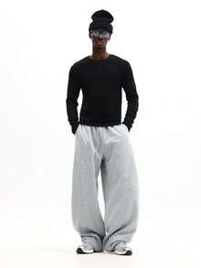 Camiseta de manga larga de cuello redondo con ajuste ceñido SUMWON, de punto acanalado, de color liso, para uso casual en invierno y otoño - Negro - Ver 5