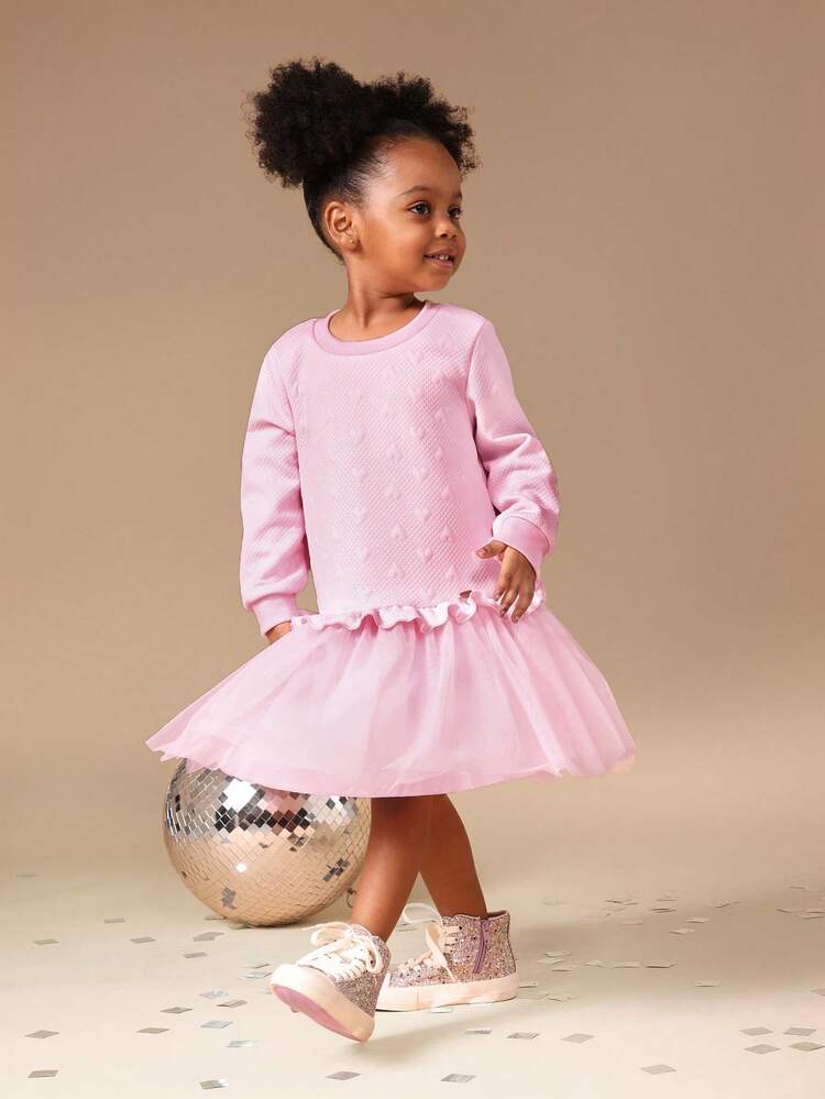 Vestido de manga larga con falda de tul