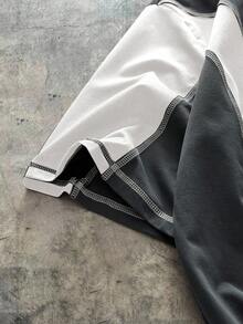 AXEPEAK Herren Lässig Farbblock T-Shirt in Große Größen, Sommer - Weiss - Übersicht 4