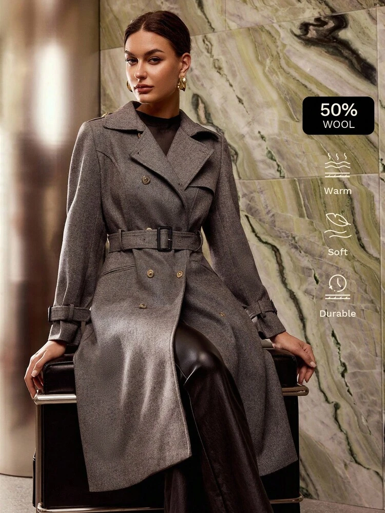 DOUBLE BREASTED BELTED OVERCOAT