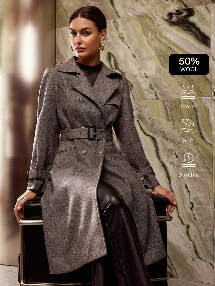 MOTF PREMIUM DOUBLE BREASTED BELTED OVERCOAT