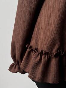 Sunspun 大码女式复古自然风军绿色长袖衬衫 - 軍綠色 - 查看 2