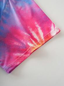 SCOOBY-DOO X SHEIN 大码扎染字母卡通图案短袖T恤，夏季休闲款 - 彩色 - 查看 3