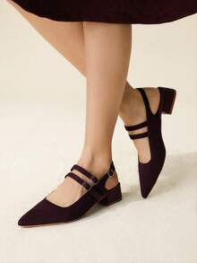 CUCCOO BASICS Damen Spitzschuh Schnallen Design Lässig Mode Ballerinas