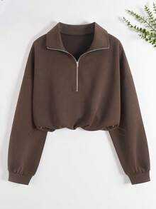 INAWLY بلوزة نسائية كبيرة الحجم بأكمام طويلة منسدلة وسحاب نصفي بطراز أمريكي قديم