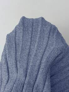 Elenzga Áo len cardigan dệt kim kiểu dáng quý cô thanh lịch, sang trọng, cao cấp, thiết kế nút kim loại hở xẻ tối giản dành cho nữ, mùa thu/đông - Màu xanh lam - Xem 7