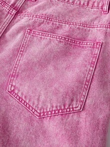 AXEPEAK 大码男士简约休闲粉色牛仔裤 - 粉色 - 查看 6