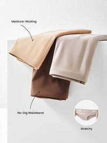 LUVLETTE Plus 3-Pack Mid Waist Basics Microfiber No-Show Briefs Women Underwear Panties Set-Earthy Tones - Multicolor - View 3