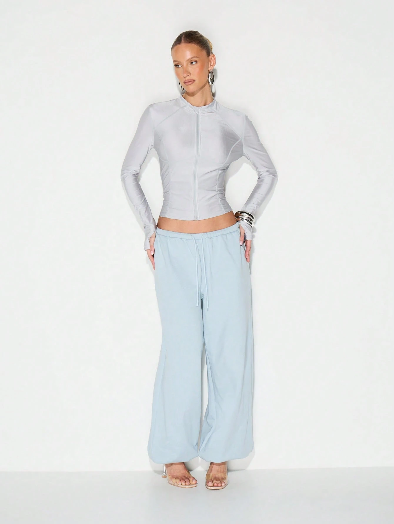 KIZN Top sportivo con zip intera e maniche lunghe