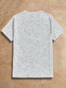 Manfinity NXTstreet 2件/套 100%纯棉针织男士刺绣圆领休闲短袖T恤，情侣装 - 藍白色 - 查看 2