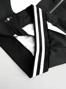 ROMWE MEN Street Life 男士 Racing Element 夹克，适合秋冬季 - 黑色 - 查看 8