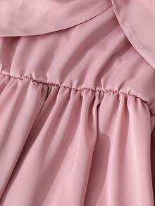 Sparklyn 女童优雅缎面超大蝴蝶结袖连衣裙，饰以仿珍珠蝴蝶结和围兜，A字裙摆，适合派对、庆典、圣诞舞会、婚礼宾客礼服、正式场合穿着。 - 粉色 - 查看 7