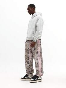 SUMWON Casual Camo Print Jogger Pants With Side Stripe Taping Streetwear Everyday Bottoms Fall Winter Fashion Relaxed Fit Wide Leg Lifestyle Trousers Modern Urban Comfort - Brown - View 3