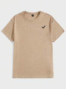 Manfinity BRENVOR Men's 2pcs Knitted Short Sleeve T-Shirt Set, Summer - Khaki - View 8