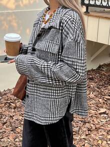 DAZY 女士休闲图案口袋常规款夹克，秋季女式外套